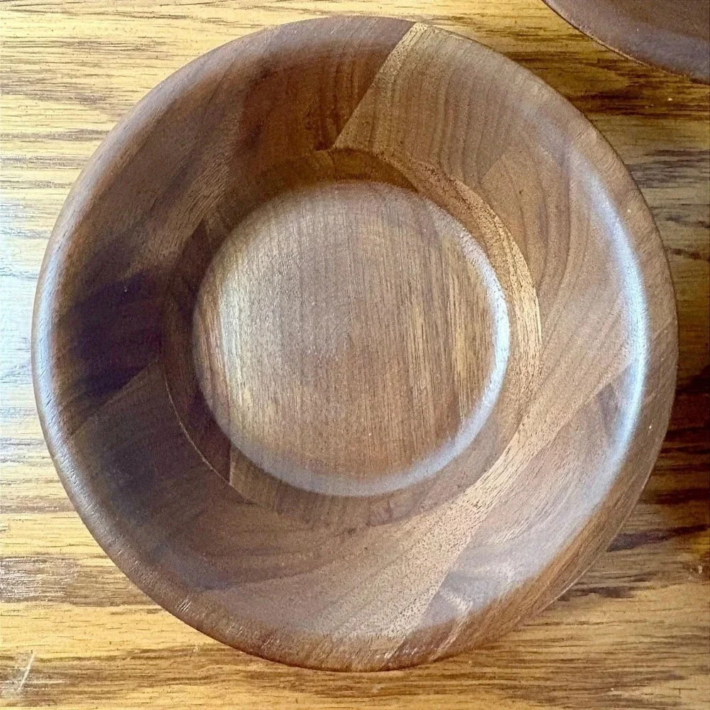 Vintage Vermillion Real Walnut Wood Bowls Set of 3 Mid Century Modern MCM‎ Brown
